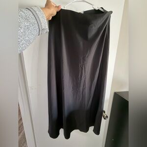 Black Women's Satin High Waisted Maxi Skirts Hidden Elasticized Waistband